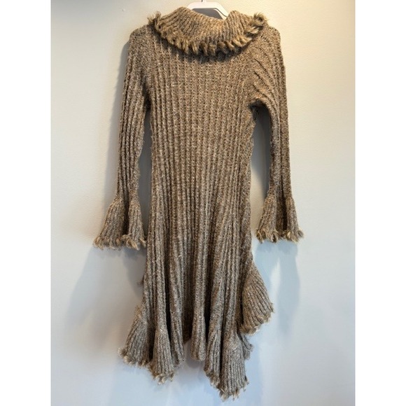 ARDEN B Womens Knit Cardigan Sweater Jacket Fur Trim Ruffle Waterfall M - Picture 8 of 9